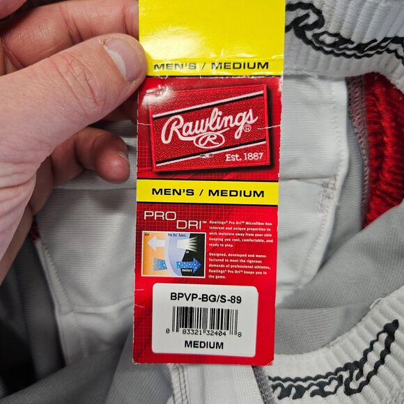 Rawlings Baseball Pant Adult Size Medium Gray Red Pro Dri - Picture 11 of 12